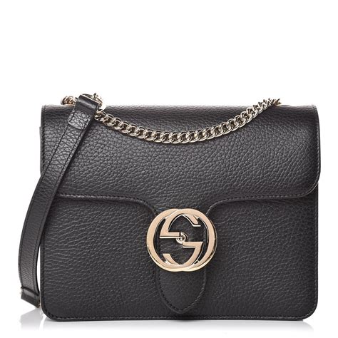 gucci dollar calfskin interlocking g|Gucci Dollar Interlocking GG Shoulder Bag Grained Black .